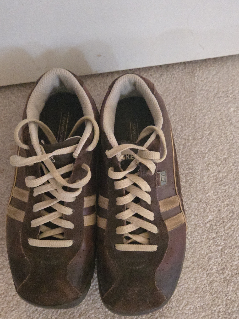 Skechers Women's Brown and Cream Athletic Lace-Up Sneakers